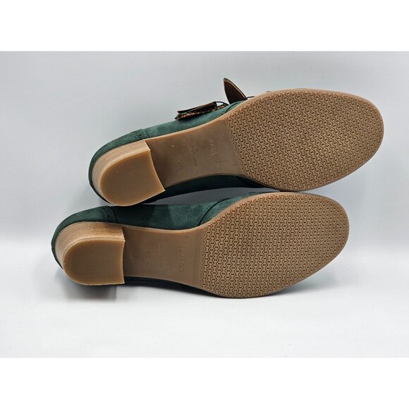 NWT Julia Bo Women's Green Leather Duke Pumps Heel Monk Shoes Sz 9.5 (40) 2974 - Picture 4 of 16